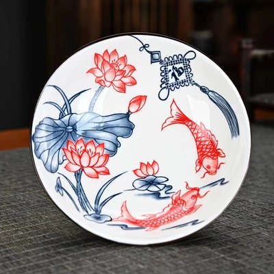 Автентична порцелянова піала Риба та лотос (символ гостатку, гармонії та багатства) 80мл, Китай id_8845 фото