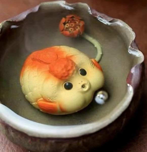 Фігурка Чайний вихованець "Малюк Фугу" для чайної церемонії ісинська кераміка ручної роботи id_9188 фото