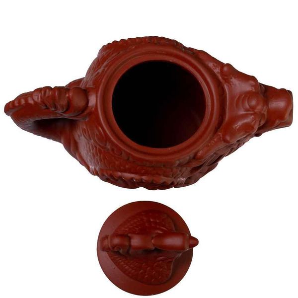 Чайник Дракон та фенікс з ісинської глини "Символ багатства, щастя та удачі" червоний 390 мл, Китай id_8858 фото