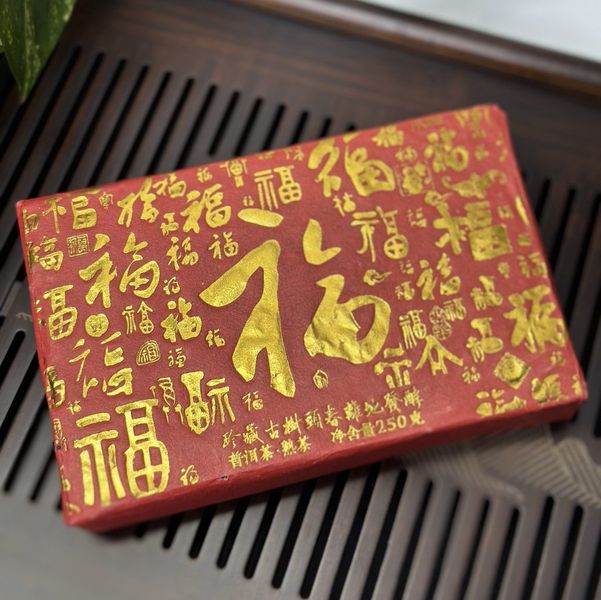 Чай Шу Пуер зі стародавніх дерев Fu Lu Shou Xi "Благословення, удача, багатство, довголіття" 250г, Китай id_8995 фото