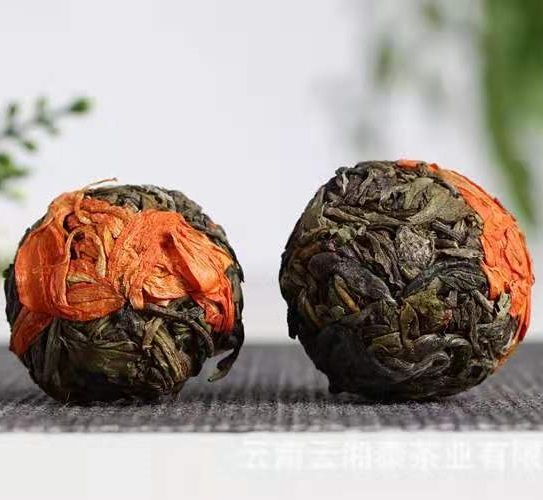 Чай Шен Пуер Перлина дракона з пелюстками лілії зв'язаний 5шт по 8г, Китай id_2377 фото