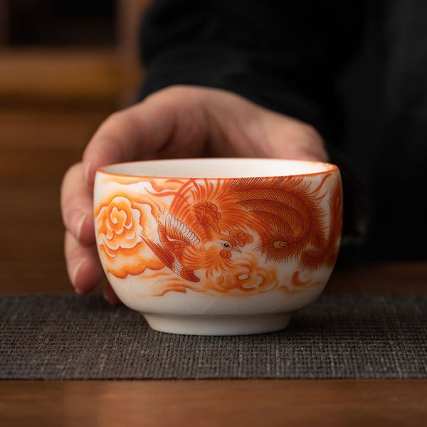 Піала Благословіння фенікса для чайної медитації ручної роботи крижана глазур 120 мл, Китай id_8905 фото