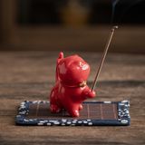 Підставка для пахощів "Червоний кіт" порцелянова для чайної церемонії, Китай id_9078 фото