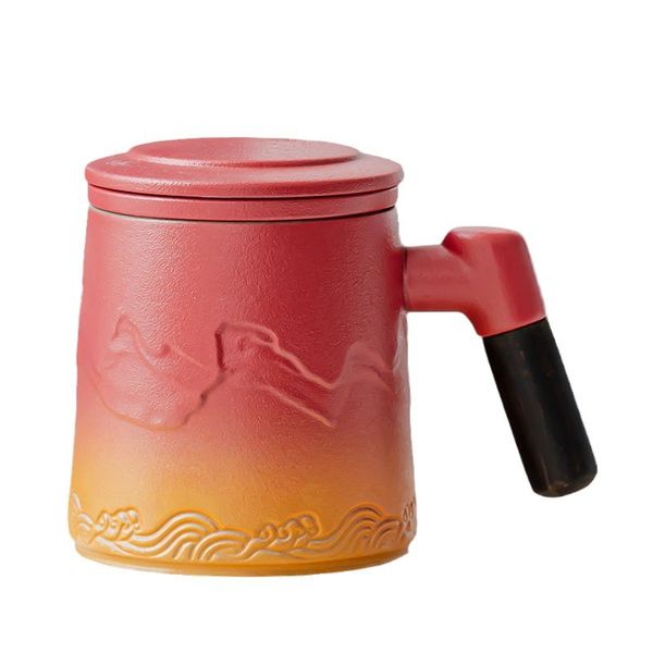 Чашка-заварник "Вогняні гори" керамічна високоякісна в подарунковій упаковці 400мл, Китай id_9158 фото